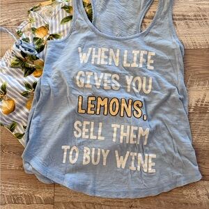 Blue Graphic Tank Top - When Life Gives You Lemons